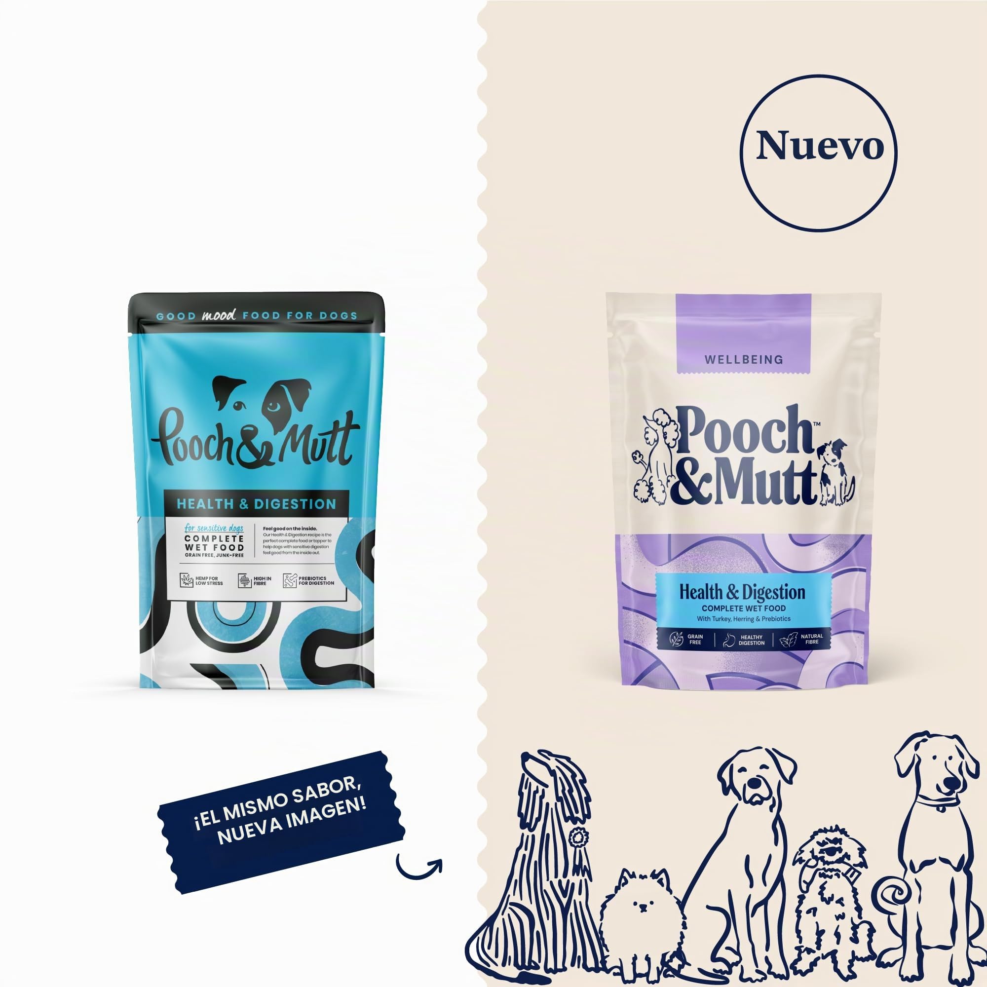 Pooch & Mutt - Vitalidad y digestión, Comida húmeda para Perros (sin Cereales), Pavo y Arenque, 12 x 150 g