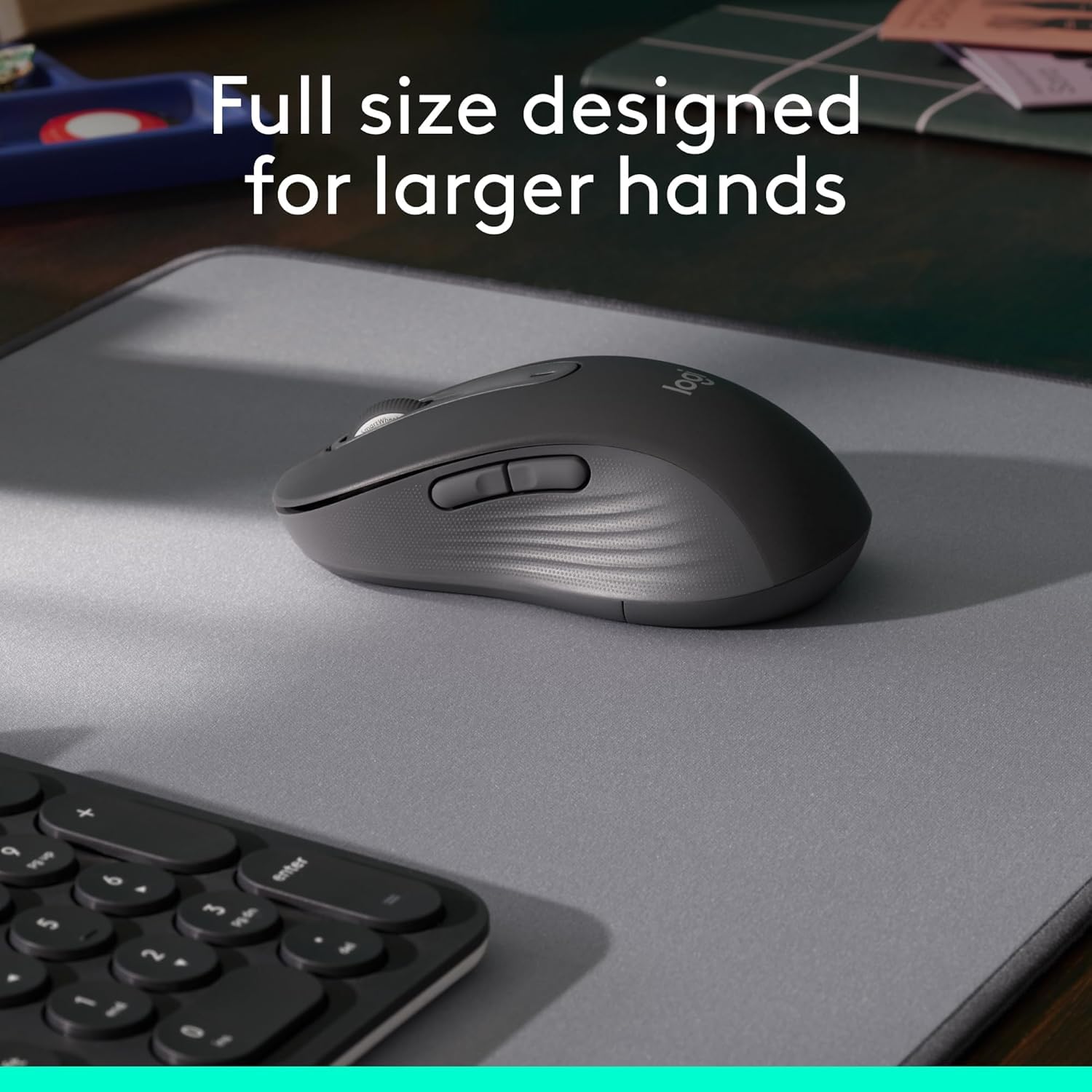 Logitech Signature M650 L - Mouse inalámbrico de tamaño completo, para manos de gran tamaño, batería de 2 años, clics silenciosos, botones laterales personalizables, Bluetooth (Reacondicionado)