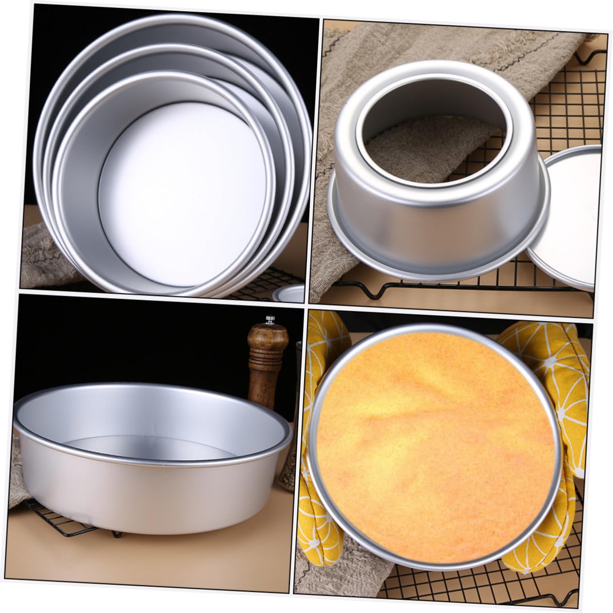 Molde Redondo para Pastel Antiadherente Aluminio y Diseño Desmontable Fácil de Limpiar para Repostería DIY