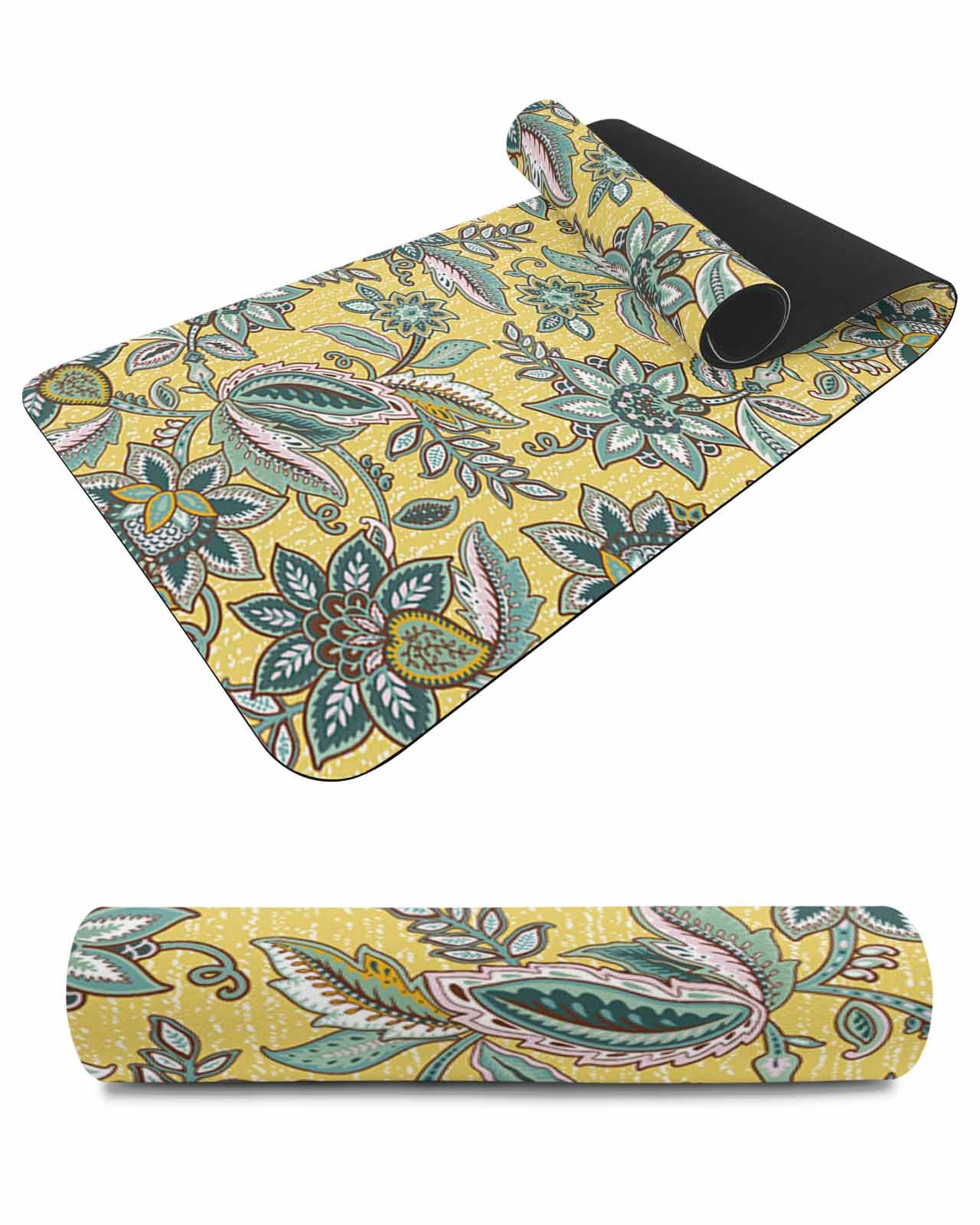 Debedcor Heat Proof Table Pads Waterproof Decorative, Boho Floral Non-Slip Table Countertop Protector, Abstract Art Ethnic Tribe Yellow Insulation Mat for Kitchen Room, 40 x 12 Inches