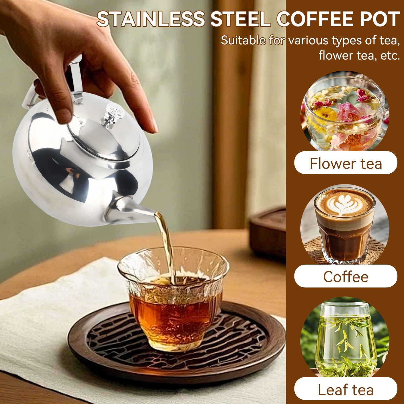 Teiera Martellata 1,2L In Acciaio Inox Con Filtro: Bollitore Vintage Per Tè, Caffè E Latte