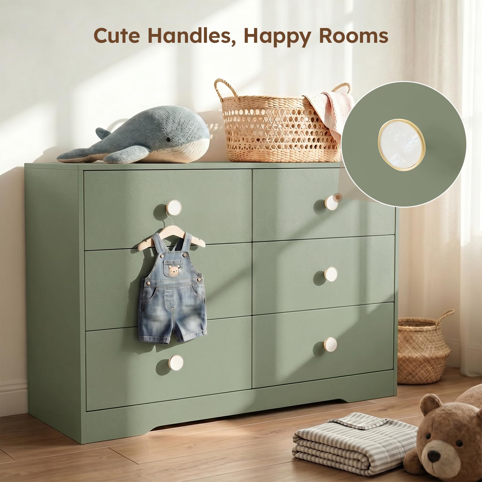 Baby Dresser for Nursery Bedroom, 6 Drawer Organizer for Closet( Green) : Home & Kitchen