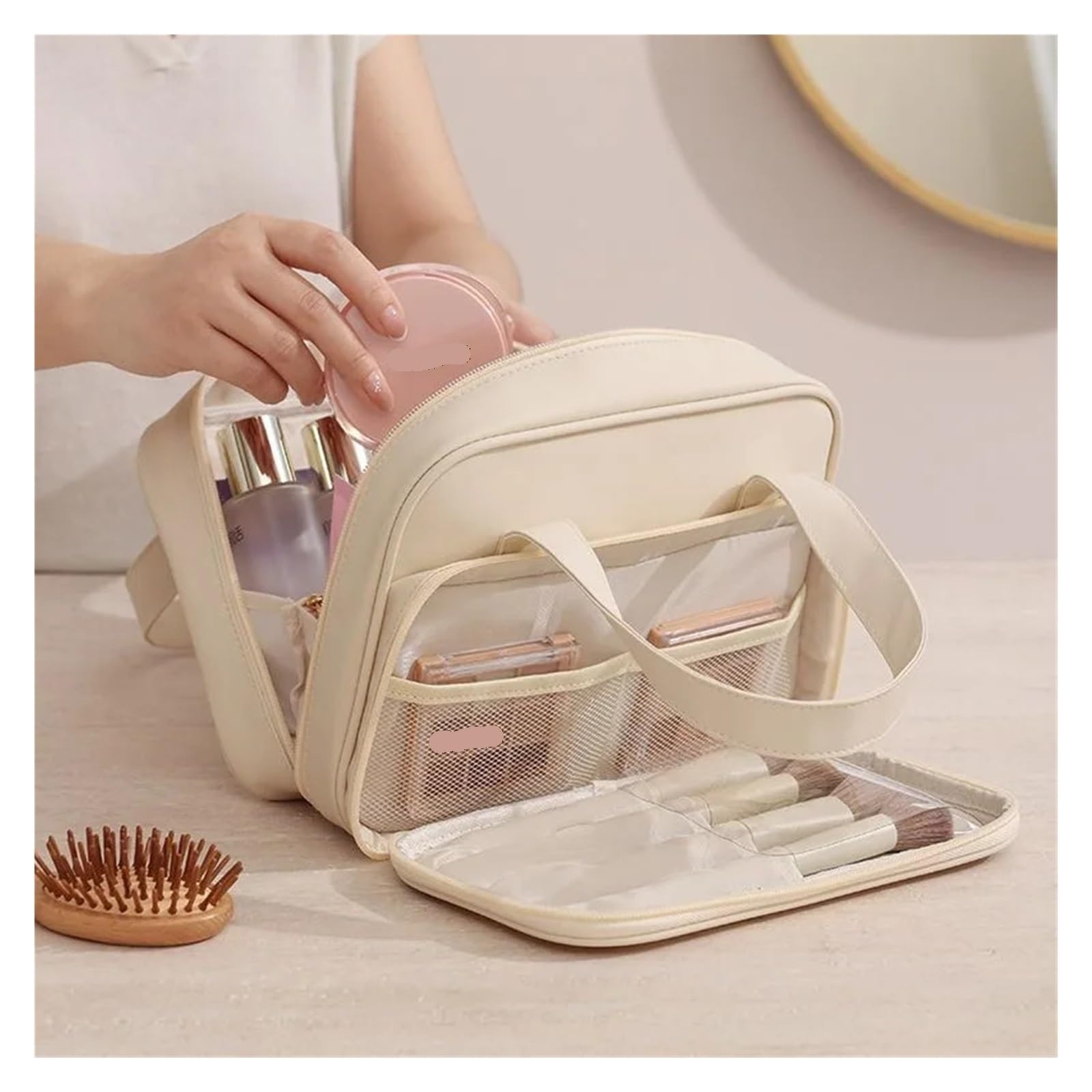 Bolsa Maquillaje Bolsa de Maquillaje portátil Multicolor, Organizador de Viaje de Mano de Gran Capacidad, Bolso de Viaje Impermeable Multifuncional