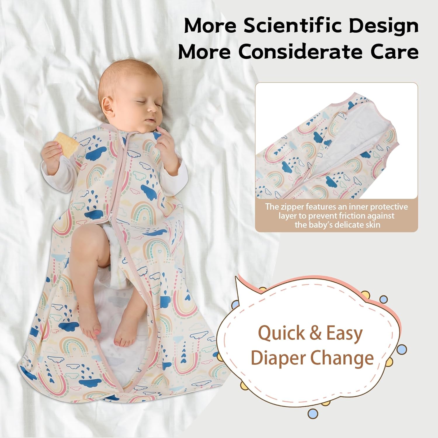 Baby Sleep Sack 6-12 Months,100% Cotton TOG 0.5 Wearable Blanket for Boys and Girls, 3 Pack 2-Way Zipper Lightweight Sleeping Bags for Toddler Newborn Infant - Image 6