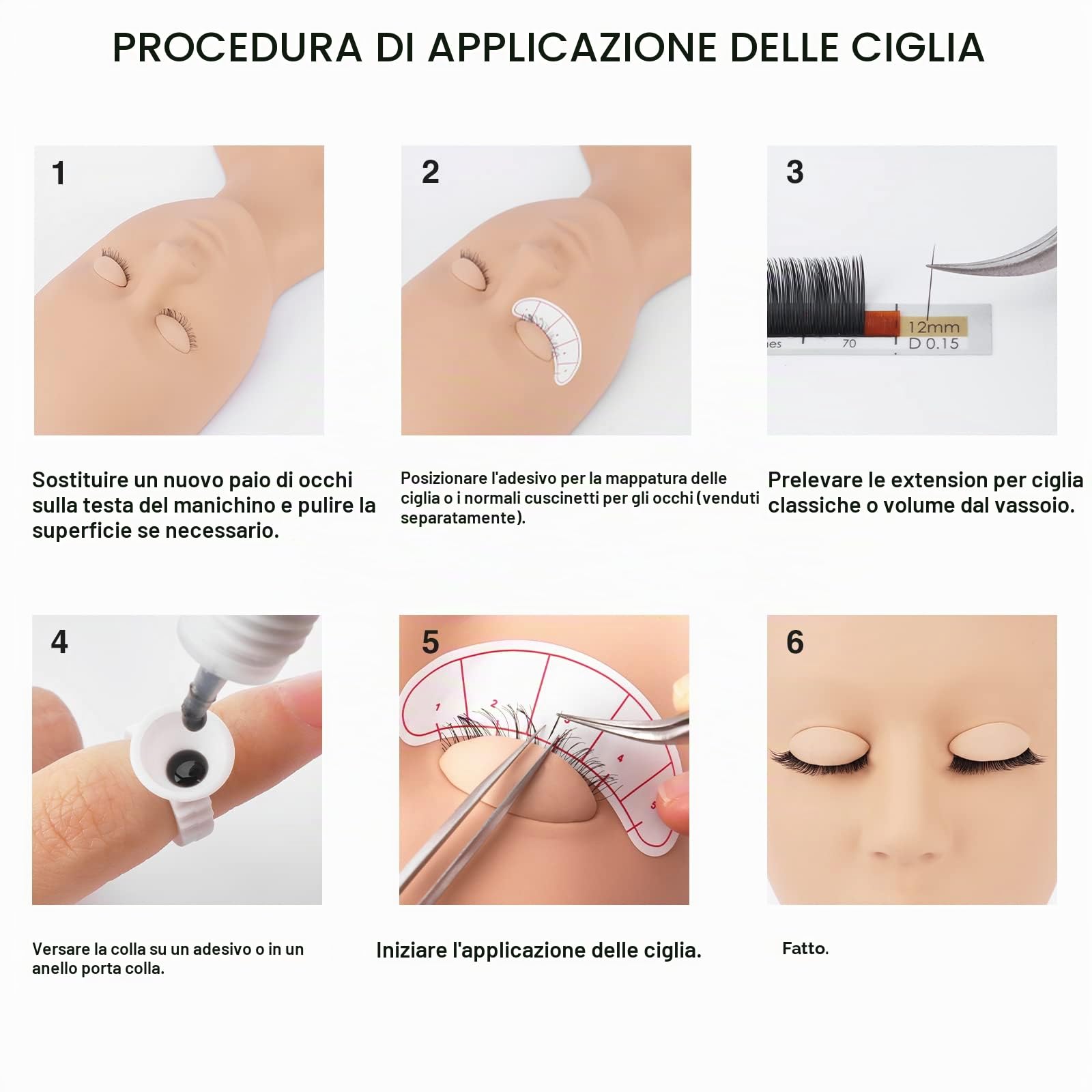 LASHVIEW Kit di estensione per ciglia, kit professionale con manichino per ciglia, con 4 palpebre rimovibili, kit per extension per ciglia, principianti, allenamento trucco e innesto delle ciglia