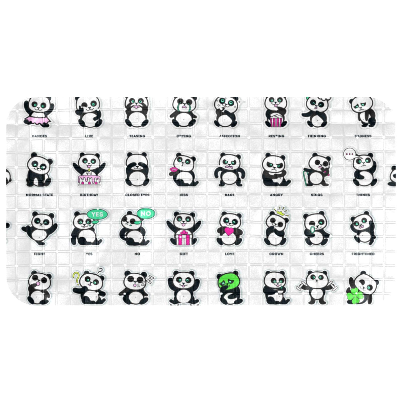Tapis de baignoire Panda Bennigiry antidérapant avec ventouses et trous d'évacuation 37x68 cm