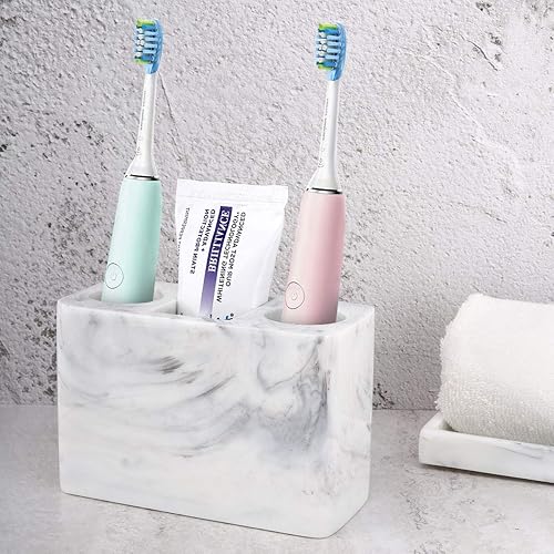 Vista 22 de Luxspire Soporte para cepillos de dientes, 3 ranuras, soporte eléctrico para cepillos de dientes y pasta de dientes, almacenamiento de resina