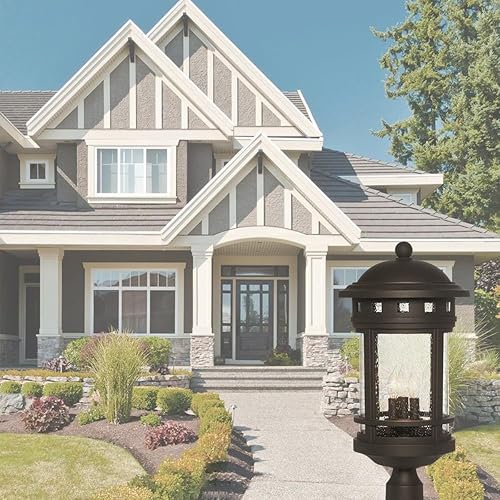 Miniatura 4 de Designers Fountain 2396-AM-ORB Sedona - Farol para exteriores, 23 pulgadas de alto, bronce aceitado con pantalla de vidrio ámbar