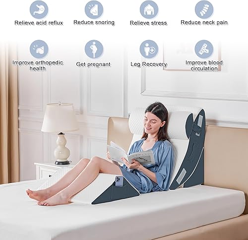 Miniatura 6 de Yojoker Juego de 4 almohadas ortopédicas de cuña para dormir, almohada de espuma poscirugía para aliviar el dolor corporal, espalda y piernas,