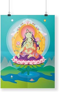 Decorative giant poster tarpaulin with tibetan mandala inspired : Green tara © Christelle Gossart