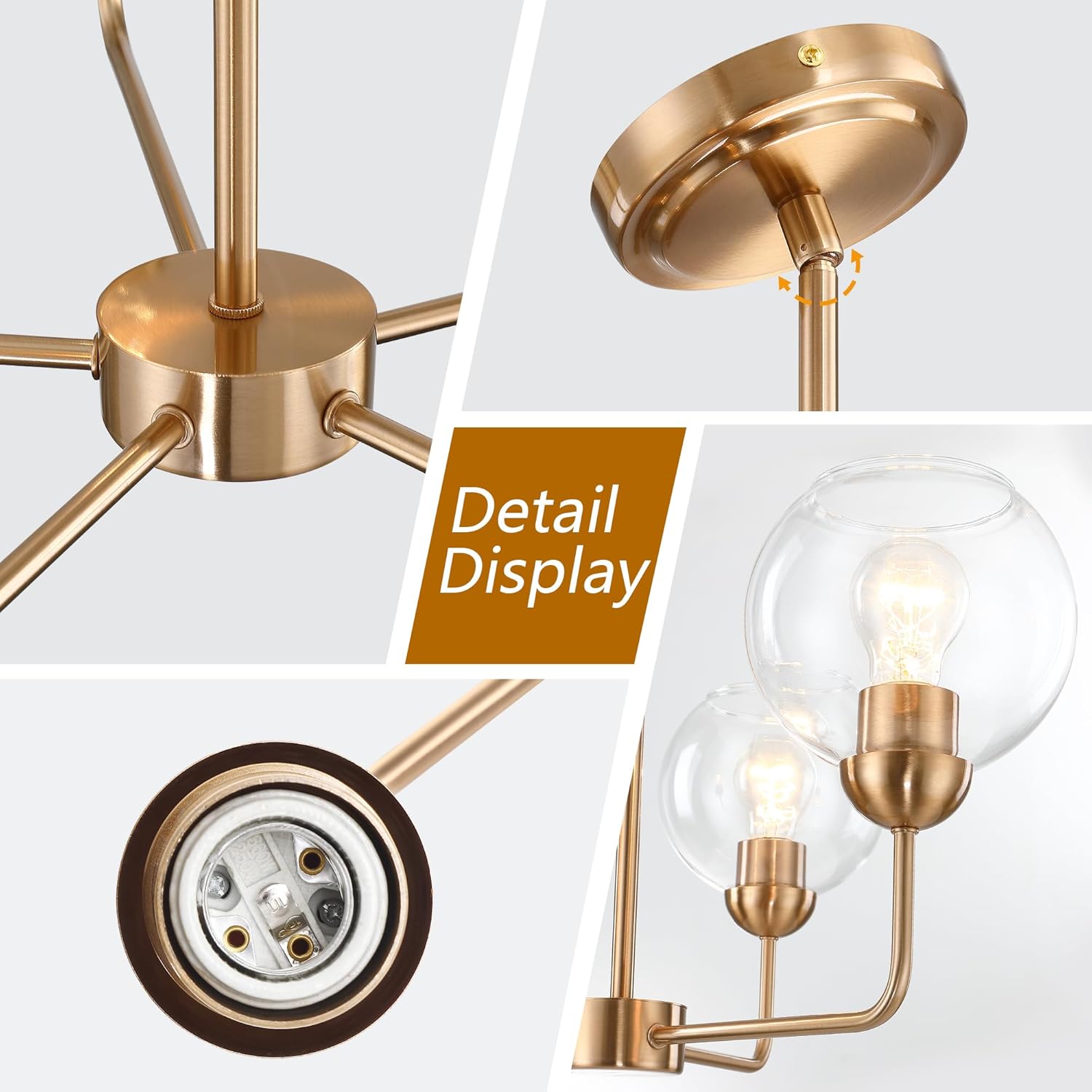 5-Light Extra Large Chandelier with Clear Glass Globe, 28" Large Pendant Light Fixture for Dining Room, Modern Farmhouse hanging light for Living Room over Table Kitchen Island(Antique Bronze)