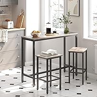 Vista 3 de HOOBRO Bar Table and Chairs Set, 47.2” Rectangular Pub Table with 2 Stools for Small Space, High Top Table, 3-Piece Breakfast Set, Sturdy Metal