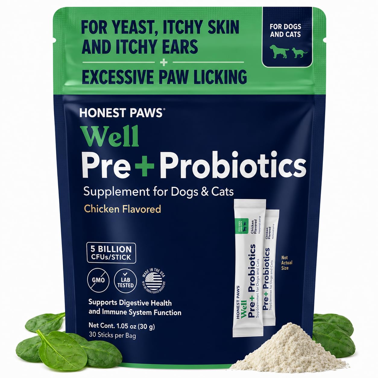Probiotics for Dogs, Digestive Health Powder with Prebiotic, Chicken, 30ct