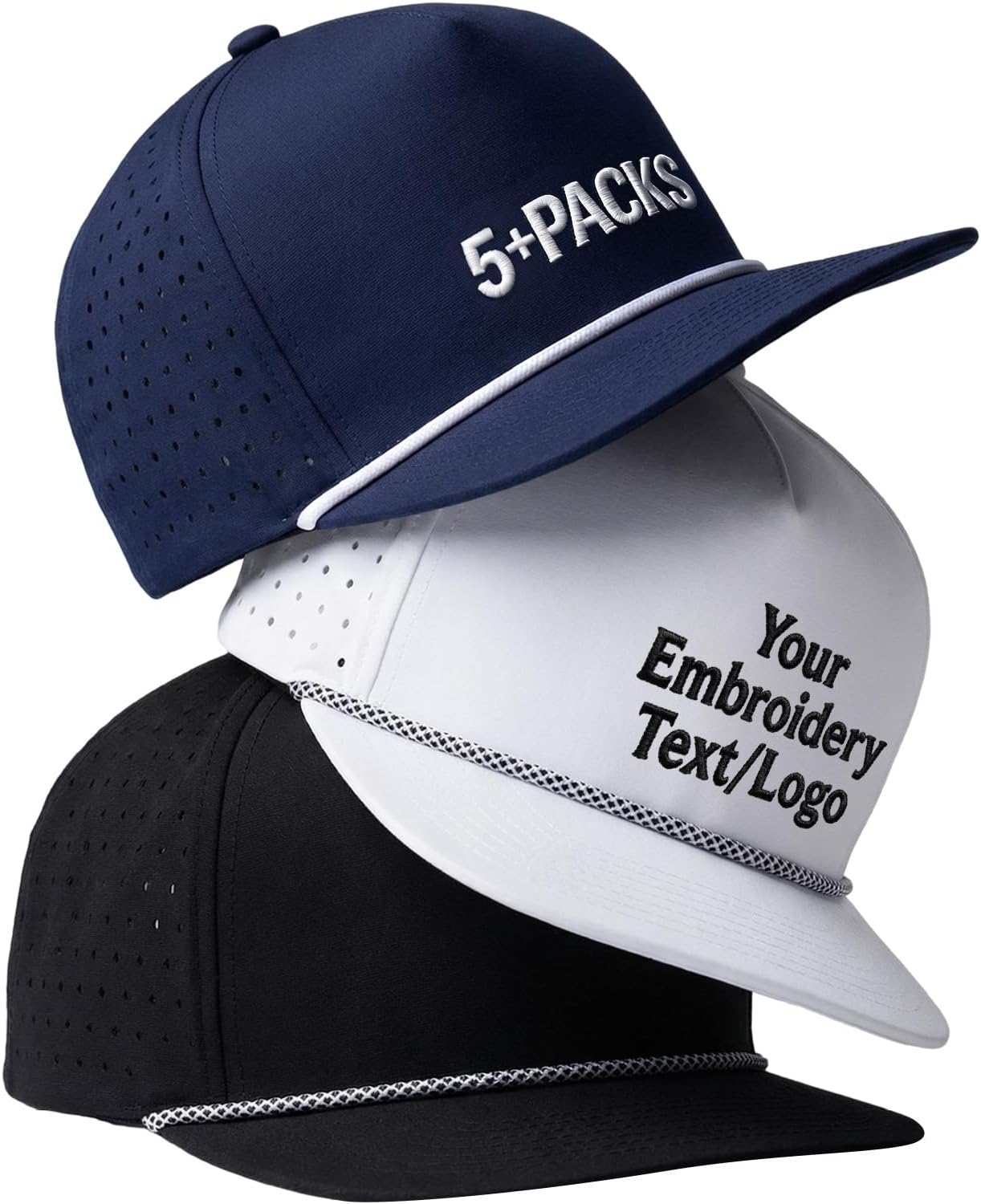 Custom Baseball Cap with Embroidery Text/Logo Bulk, 5-500 Pack Adjustable Lightweight Personalized Trucker Hat 5 Panel Design Your Own Hats for Men Women
