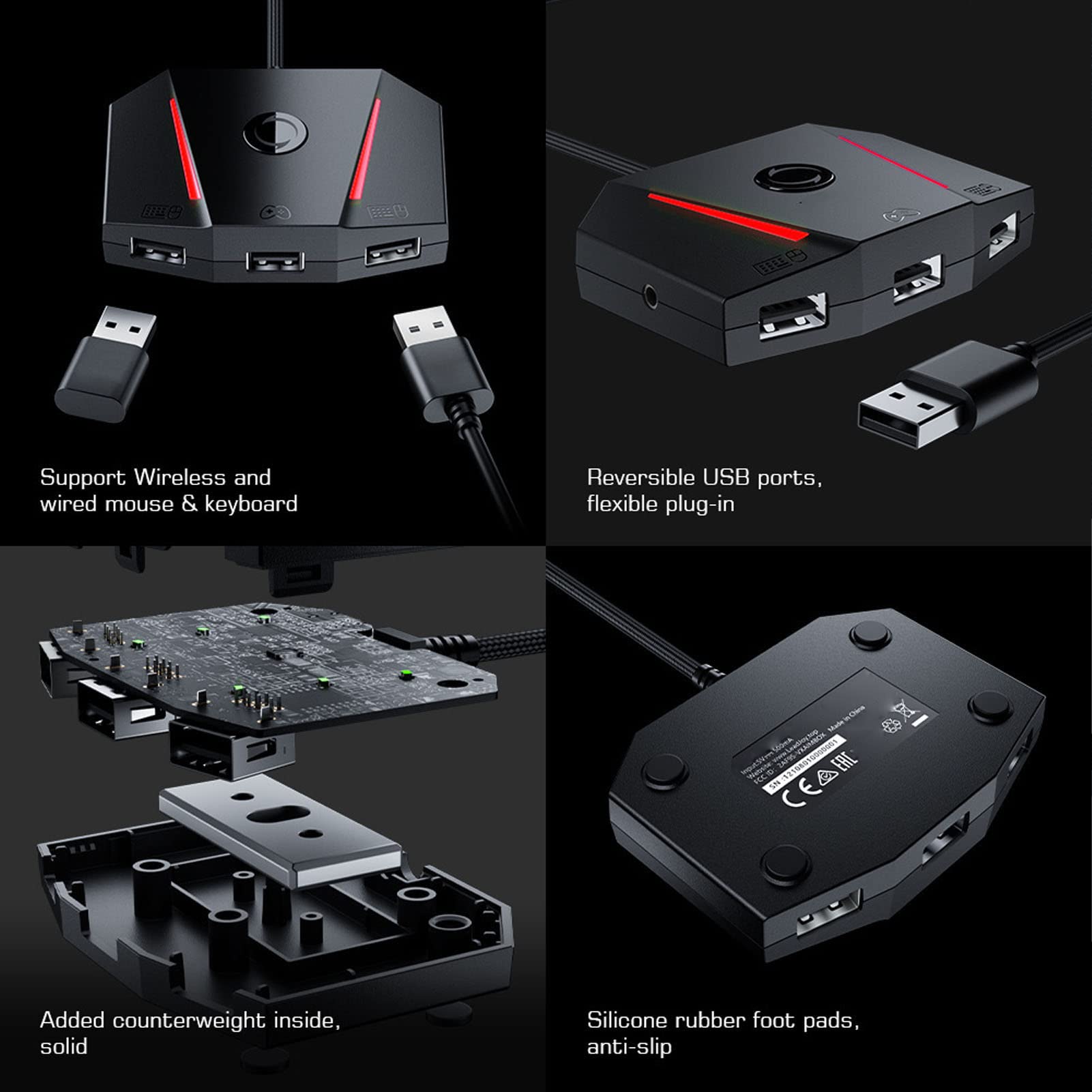 Convertitore Tastiera Mouse, Adattatore Plug and Play per Controller di Gioco con Jack Audio da 3,5 mm per One per Series X S per Switch