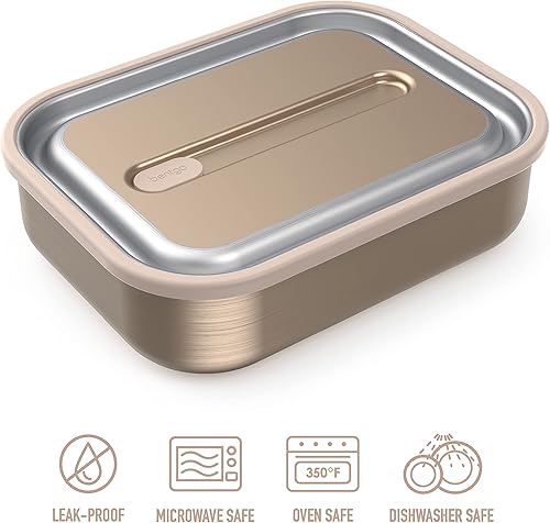 Miniatura 4 de Bentgo MicroSteel - Lonchera a prueba de fugas, apta para microondas, horno, recipiente estilo bento, con divisor extraíble, tapa hermética, diseño