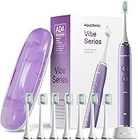 Vista 13 de Aquasonic Vibe Series Ultra-Whitening Cepillo de dientes – Cepillo de dientes eléctrico aceptado por ADA – 8 cabezales de cepillo y estuche de viaje