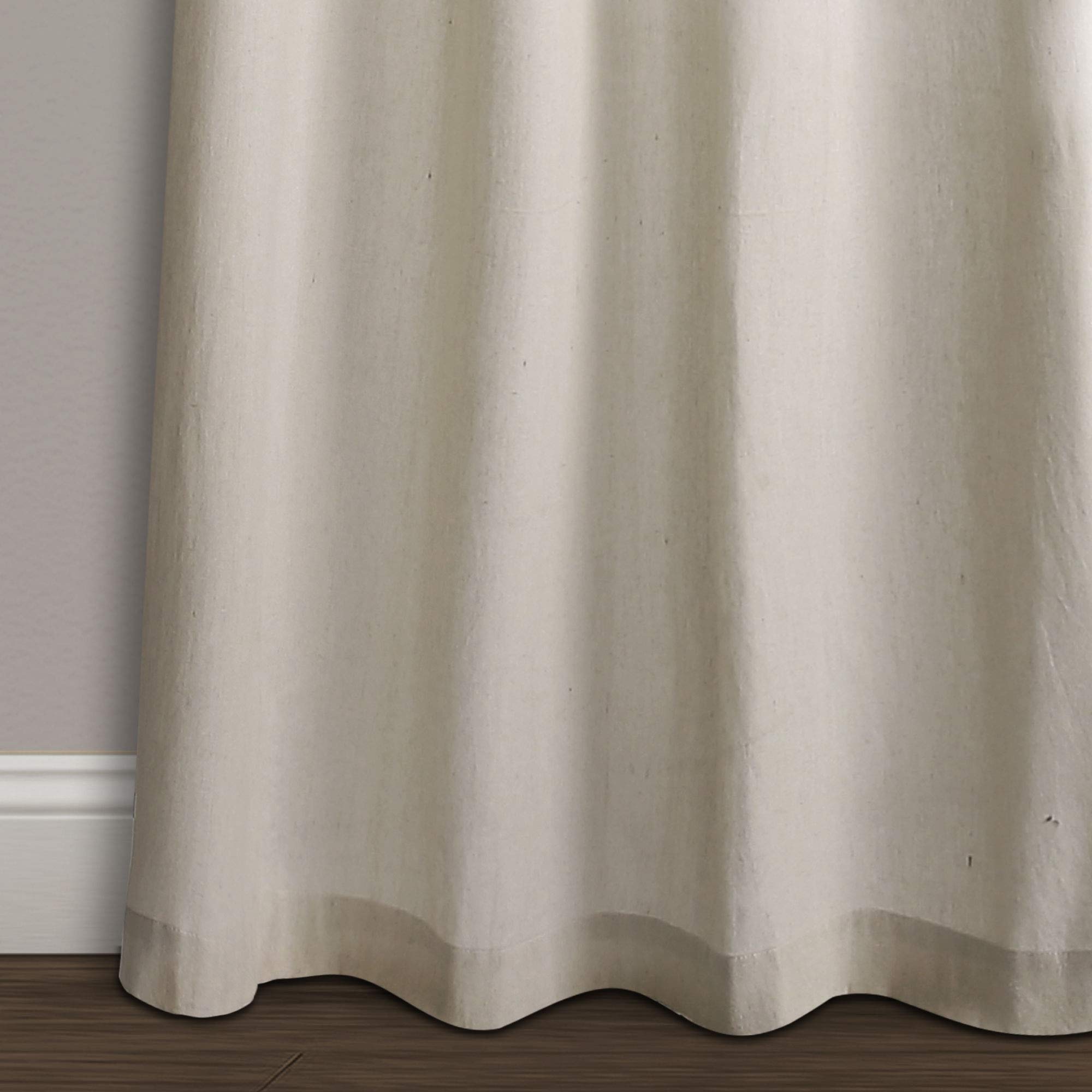 Lush Decor Milo Paire de Rideaux de fenêtre en Lin, 213,4 x 132,1 cm, Bleu Marine et Blanc cassé, Bleu Marine