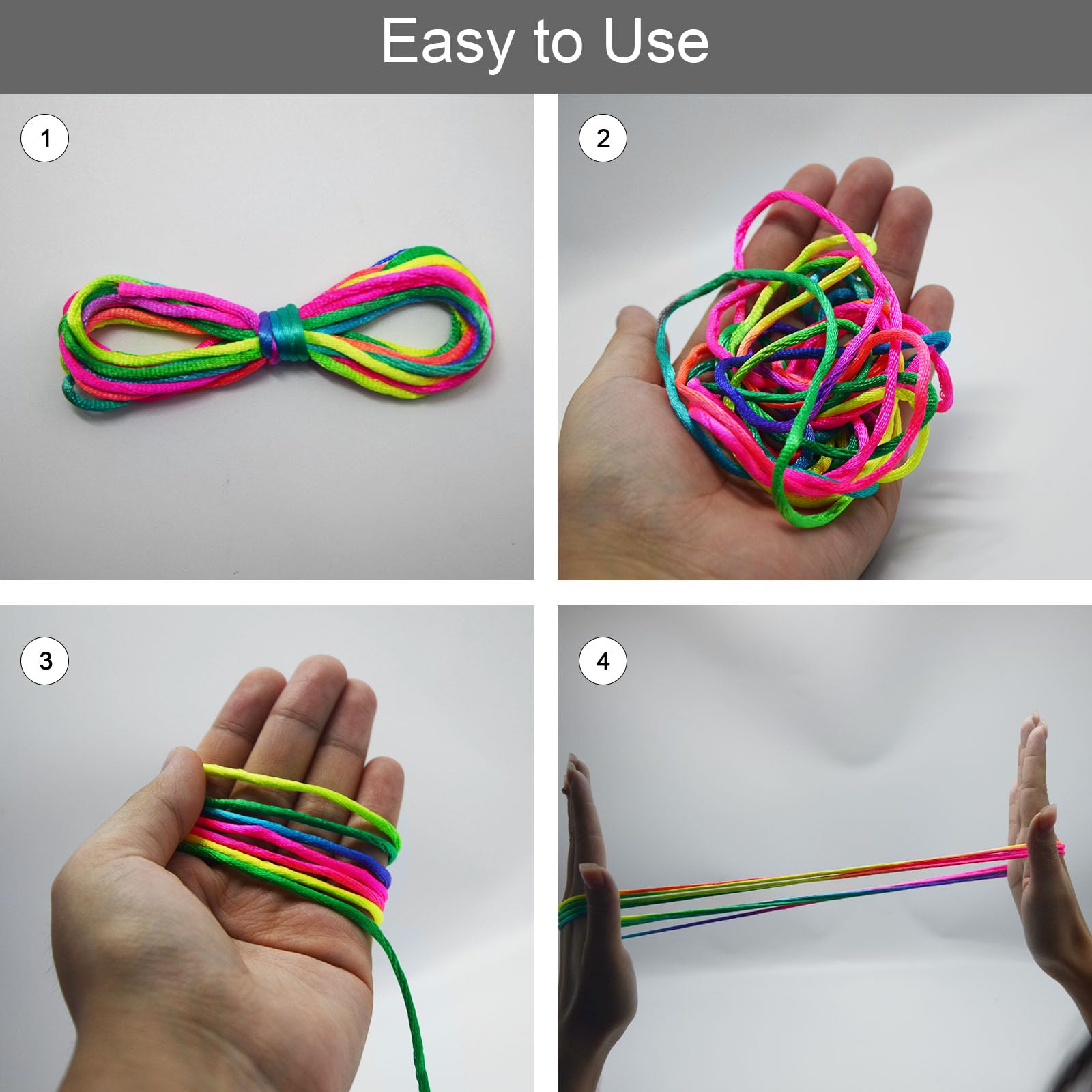 Glecxuy 12 pièces arc-en-ciel jeu de doigts fil, Rainbow Rope, Fingertwist arc-en-ciel jeu de doigts, ficelle jeu de doigts fil, Finger Twist jeu de doigts fil pour enfants anniversaire fête cadeau