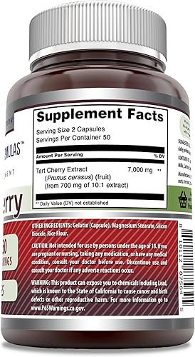 Miniatura 2 de Amazing Formulas - Extracto de cereza ácida de 7000 mg por porción, suplemento en cápsulas, sin OMG, sin gluten, fabricado en Estados Unidos (100