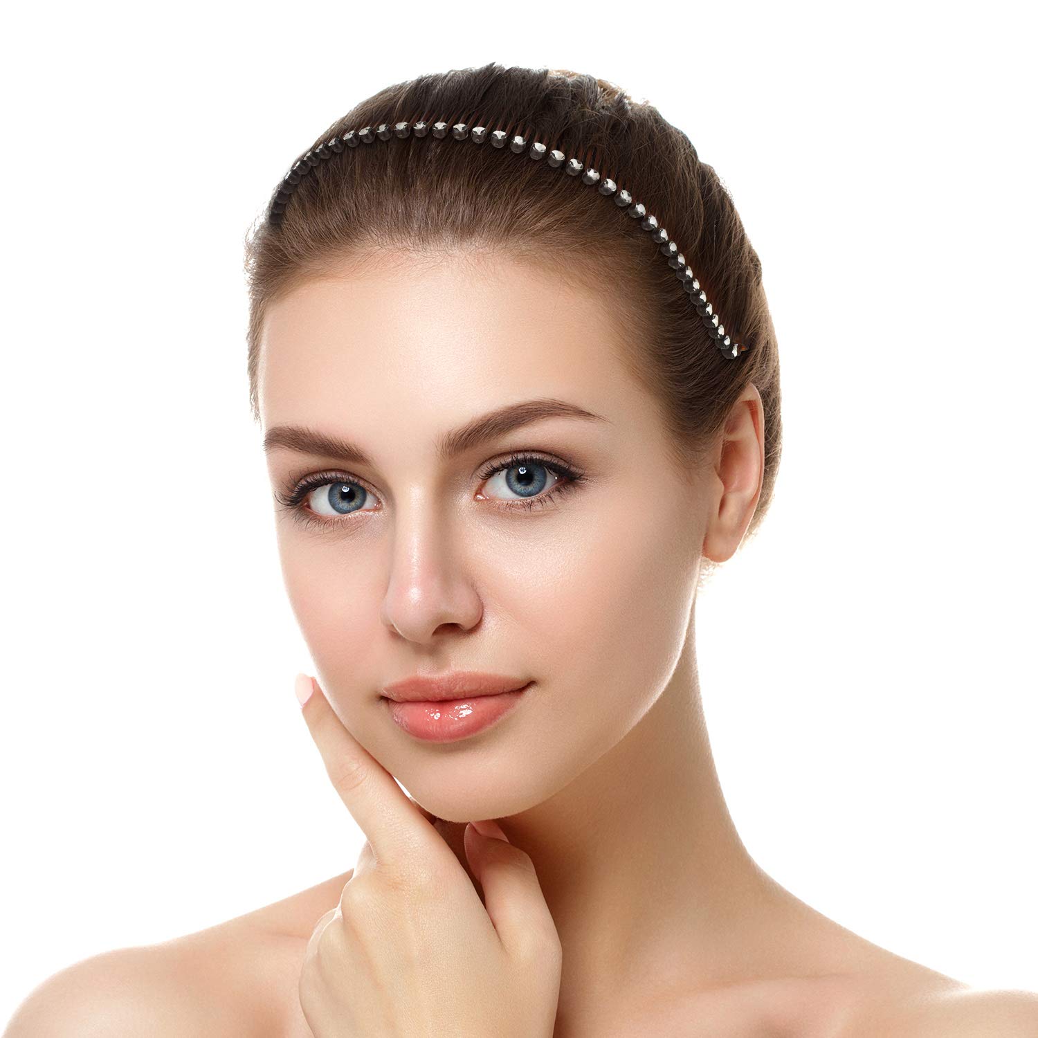 12 Pieces Flexible Stretch Hair Combs Headband Full Circular Tooth Headband Plastic Circle Comb Hairband Holder for Women Girls, 2 Styles