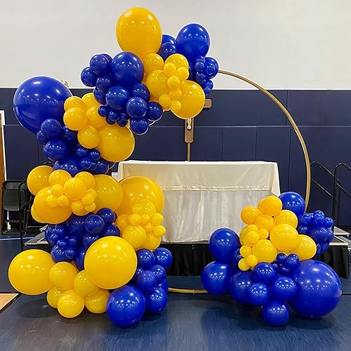 Miniatura 2 de Kit de arco de globos azules y amarillos, 134 guirnaldas de globos azul real y amarillo limón para baby shower, despedida de soltera, revelación de