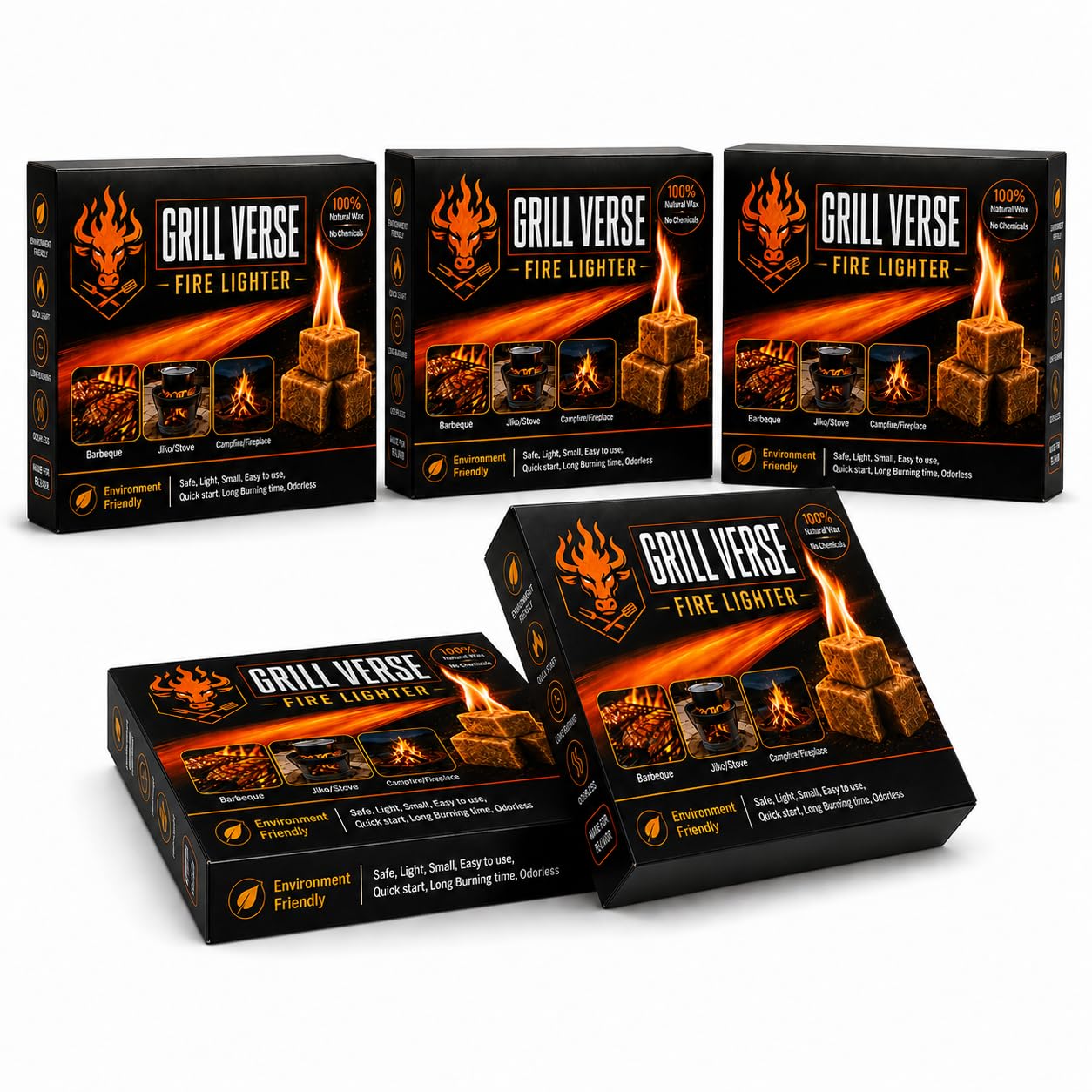 Grillverse Fire Starter Pack of 1 (12Pcs) Easy-Burning Fire Starter Squares for Wood Stoves, Campfires, Grill Pit and Fireplace, Natural & Waterproof BBQ Fire Starters-image-8
