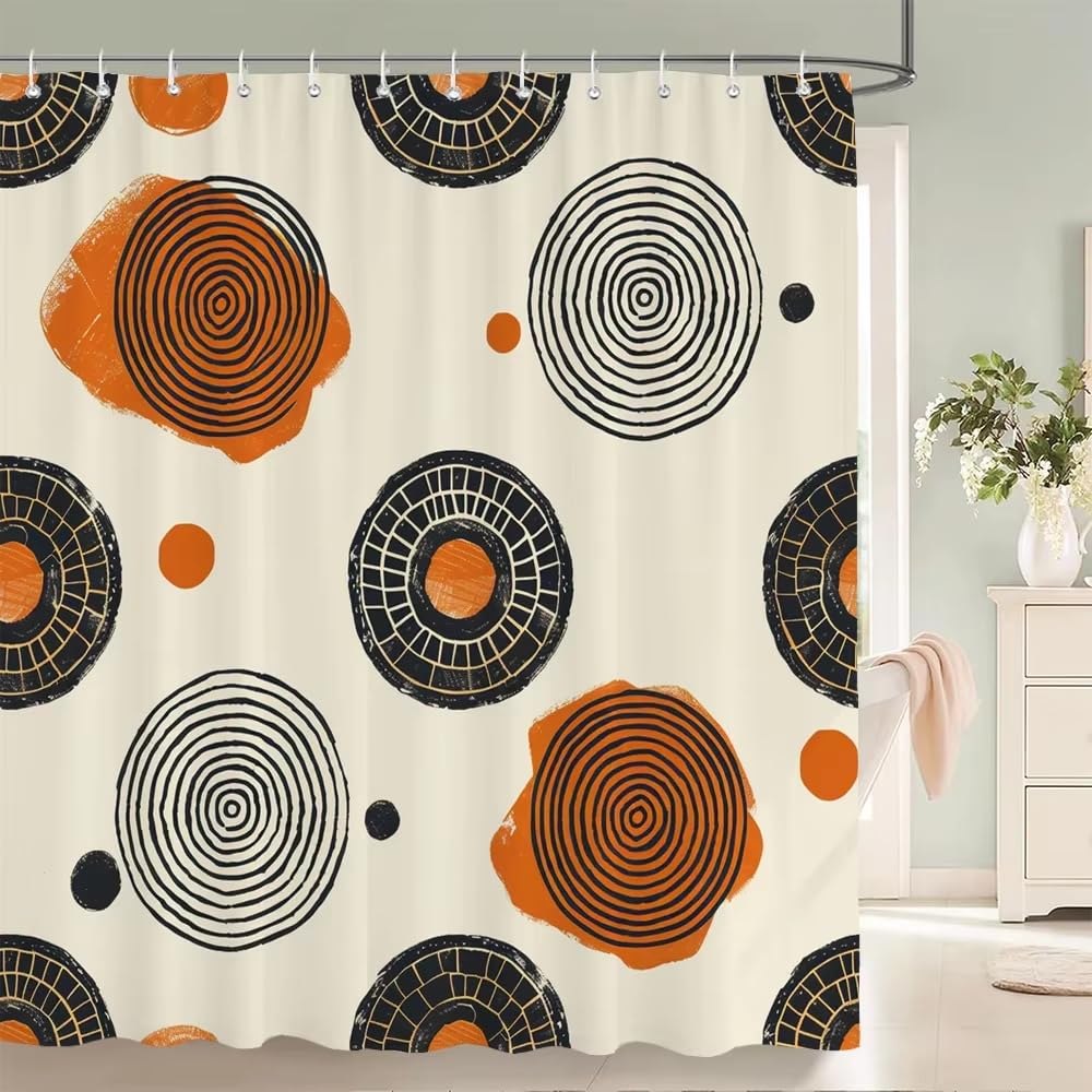 KELAIMI Tribal Geometric Shower Curtain,Abstract Bohemian Ethnic Bathroom Curtain,Waterproof Polyester Fabric Bathtub Curtain with Hooks Style 5 200X240Cm