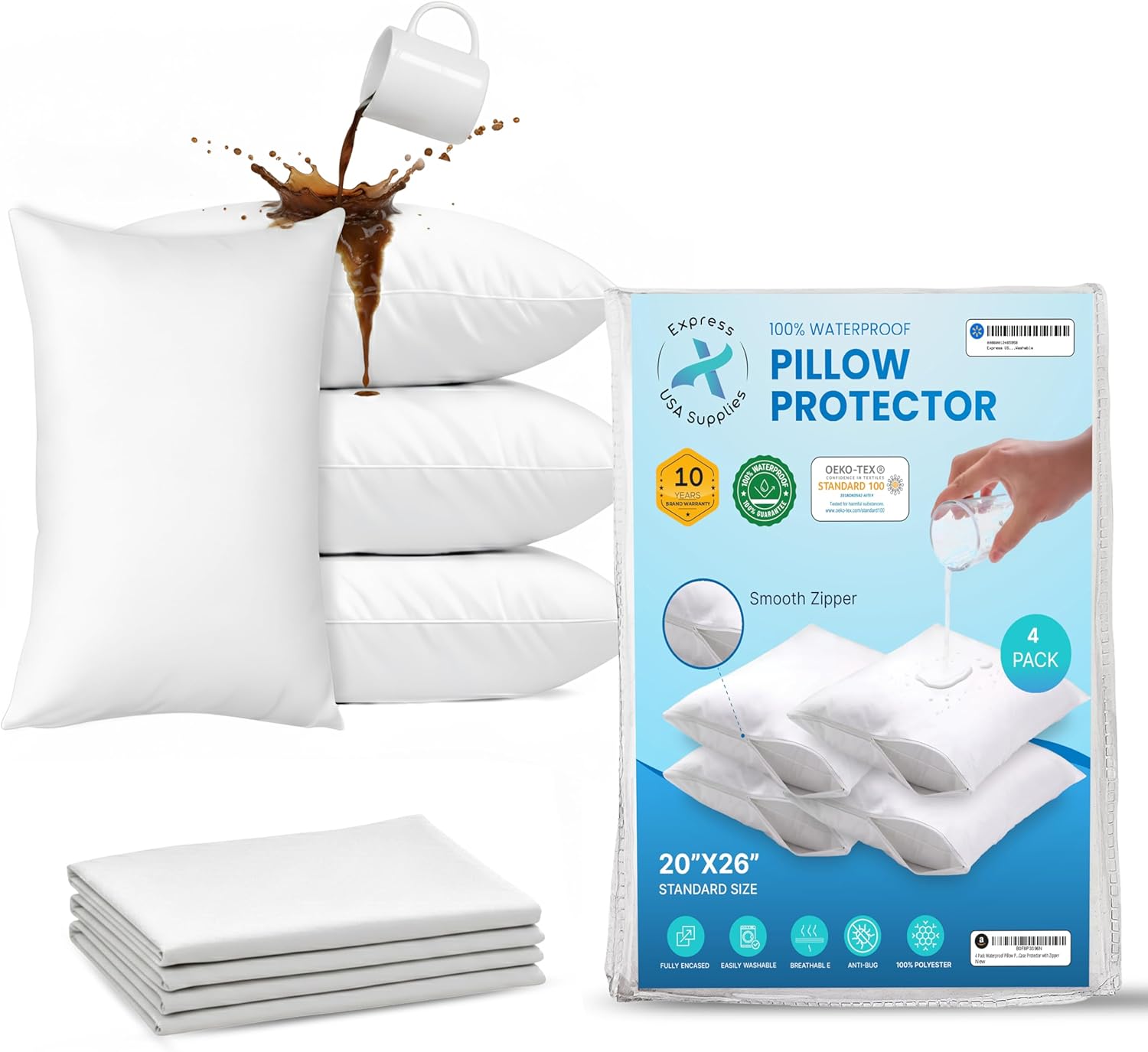 Luxury Hotel Collection Bed Pillows Standard/Queen Size Set of 4 - Original Soft Down Alternative Pillow for Sleeping - Soft Support for Back, Stomach or Side Sleepers - Breathable & Cooling Effect