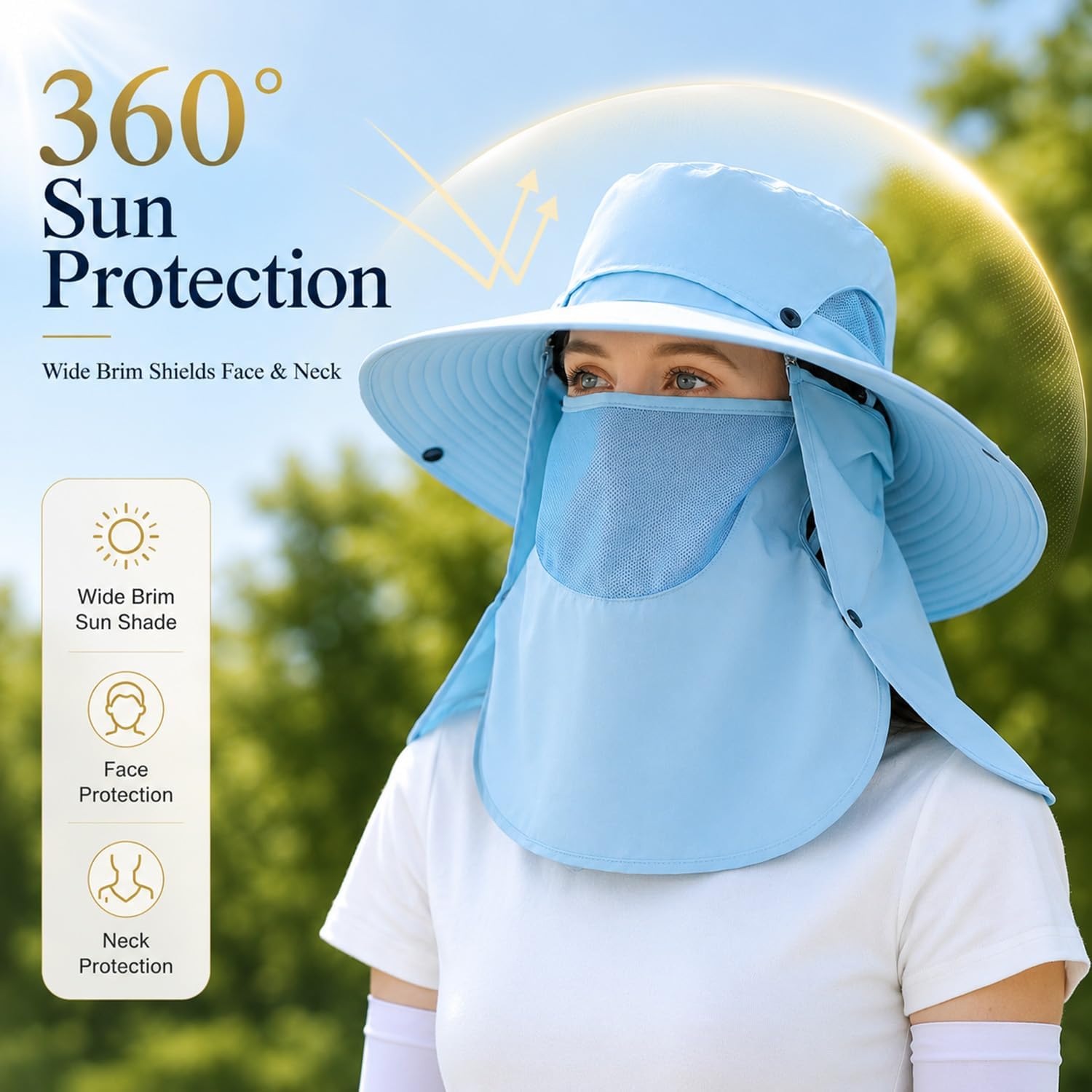 Men Women Safari Bucket Fishing Sun Hats Face Cover Neck Flap