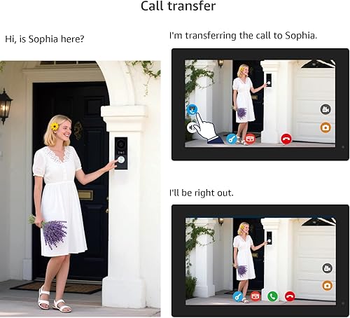 Miniatura 6 de Timbre de video de 1080p con sistema de monitor, portero de video WiFi 1080FHD cámara de metal, 7 pulgadas dos monitores con tarjeta de 32 GB,