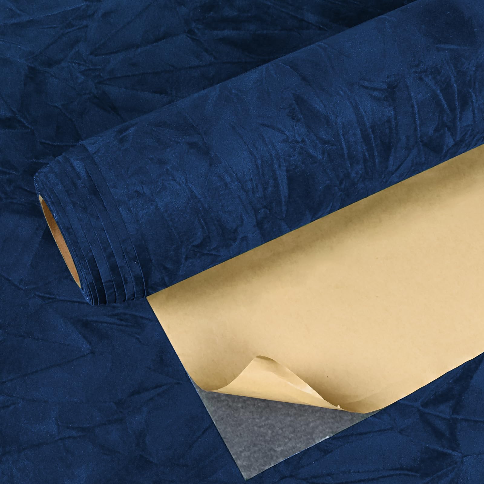 Papier peint velours adhésif bleu marine anti-rayure doublure tiroir