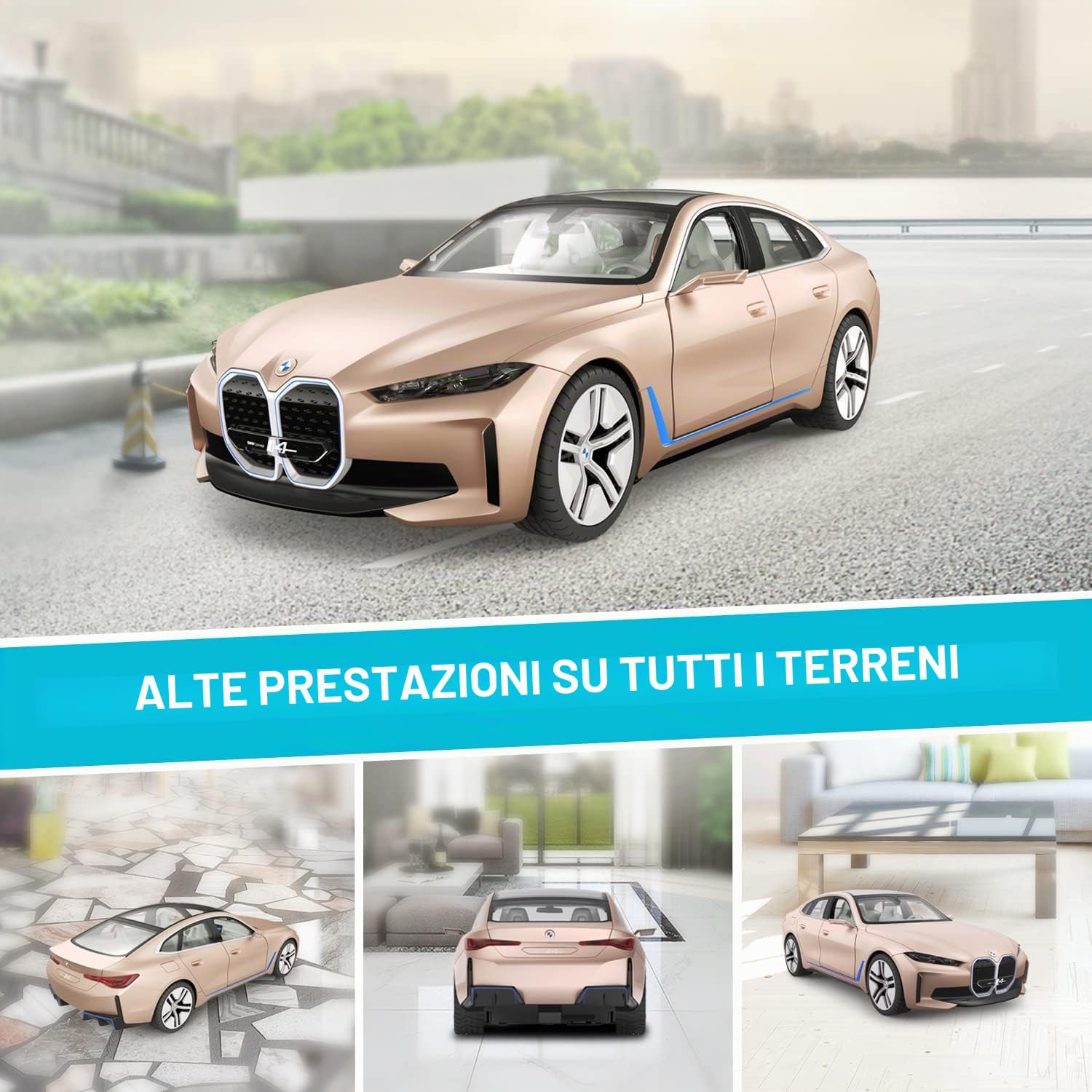 RASTAR BMW i4 Telecomandata, 1/14 Concept RC Auto Giocattolo Dorato, Modello Pressofuso per Bambini, Ragazzi e Adulti