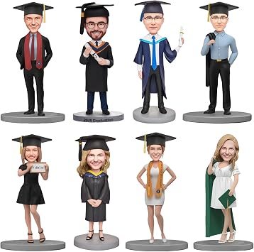 Personalized Graduation Gifts - Custom Bobblehead Handmade Polymer Clay Figurine for Male & Female Graduates, Full Sculpture College Master Degree Bobbleheads Customized by Photo for Her Him 2025