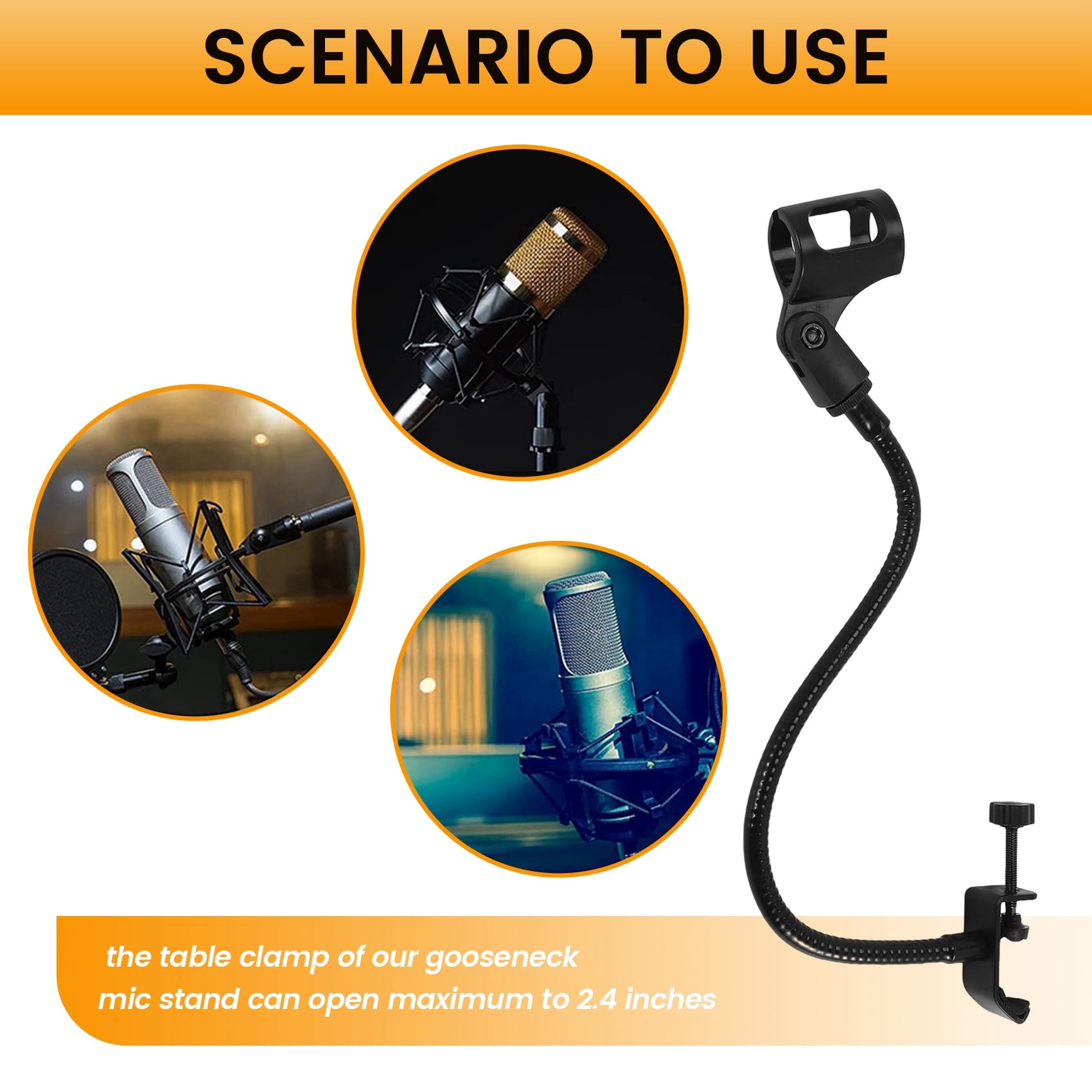Soporte Ajustable para MicróFono 2 Piezas Soportes de Escritorio de Cuello de Cisne Flexible Abrazadera de Escritorio Equipo de GrabacióN para Conferencias de Reuniones