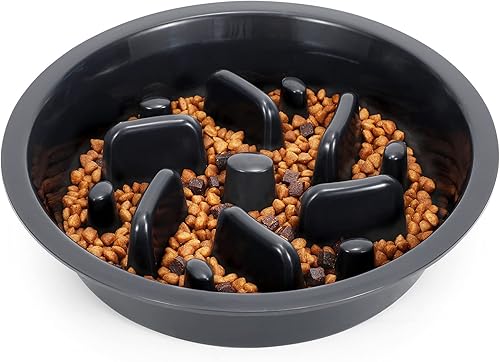 Miniatura 6 de JASGOOD - Tazón de alimentación lenta para perros, cuenco de rompecabezas para comederos elevados de mascotas, platos interactivos para detener la