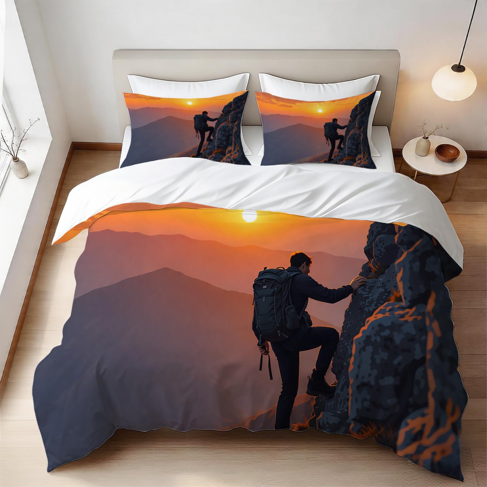 Housse de couette 160x200 cm escalade pour un lit douillet et facile à border