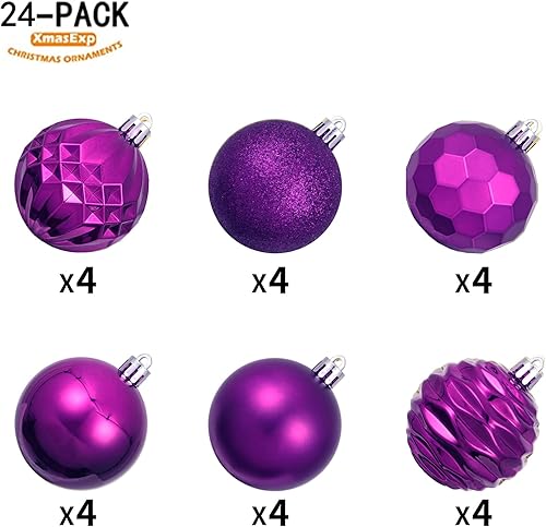 Miniatura 125 de XmasExp Juego de 24 mini esferas de Navidad inastillables para bolas de árbol de Navidad de 1.181 in/1.18 pulgadas (oro rosa)