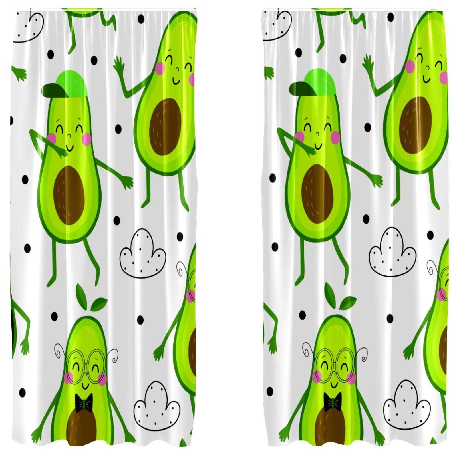 Rideaux occultants drôle motif avocat pour fenêtre