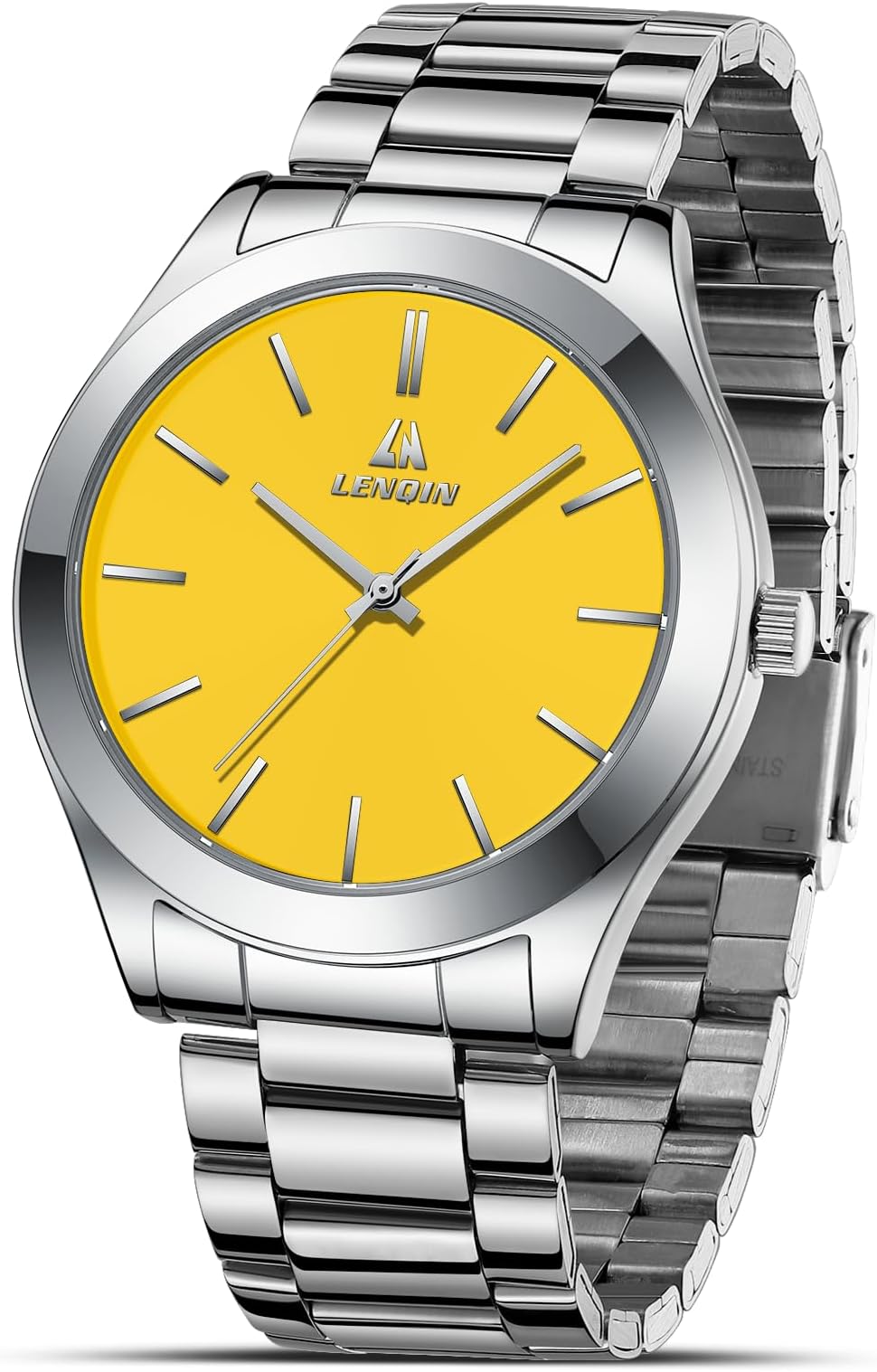 LN LENQINMens Watches Waterproof Stainless Steel Watch for Men Analog Quartz Fashion Business Designer Wristwatch