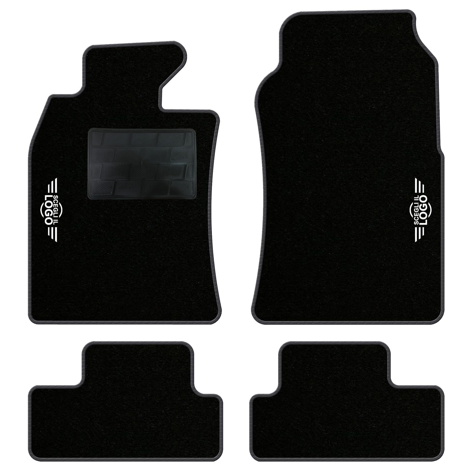 QUEMAR Tappetini Auto compatibili con MINI R50 R52 Cabrio R53 2001-2007/ Kit Tappeti Moquette e Gomma su Misura (Set 2 Anteriori+2 Poster.)/ Ricami e Colori Personalizzati (Bordo Antracite, 2 Ricami)