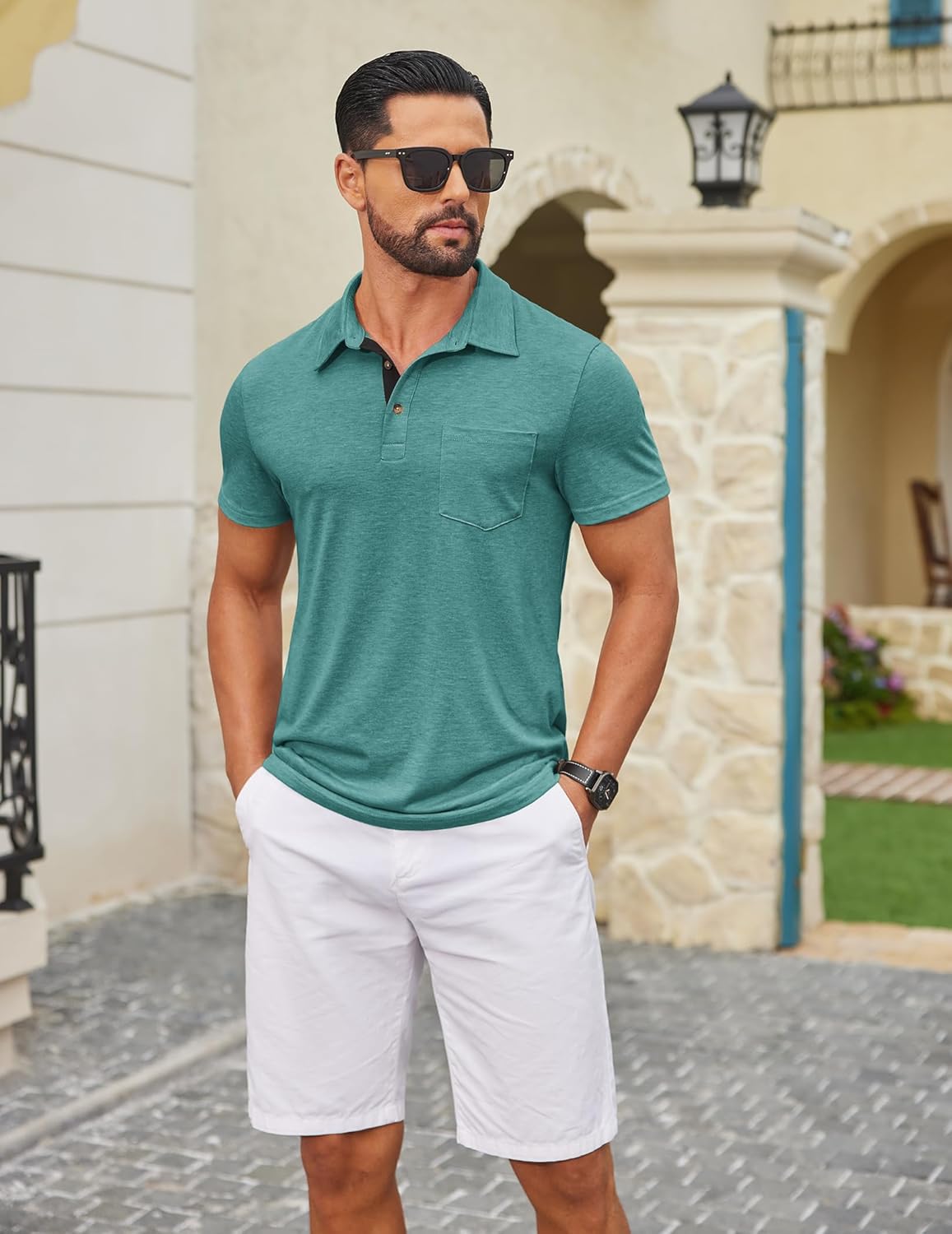 COOFANDY Men Short Sleeve Polo Shirt Casual Summer Collar Shirts Dress Button Polo T Shirt Classic Golf Shirts - Image 5