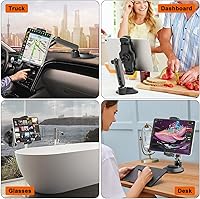 Vista 7 de Soporte para tablet para escritorio, soporte de tablero de tableta de altura ajustable con ventosa de 4 pulgadas para espejo de ventana de mesa