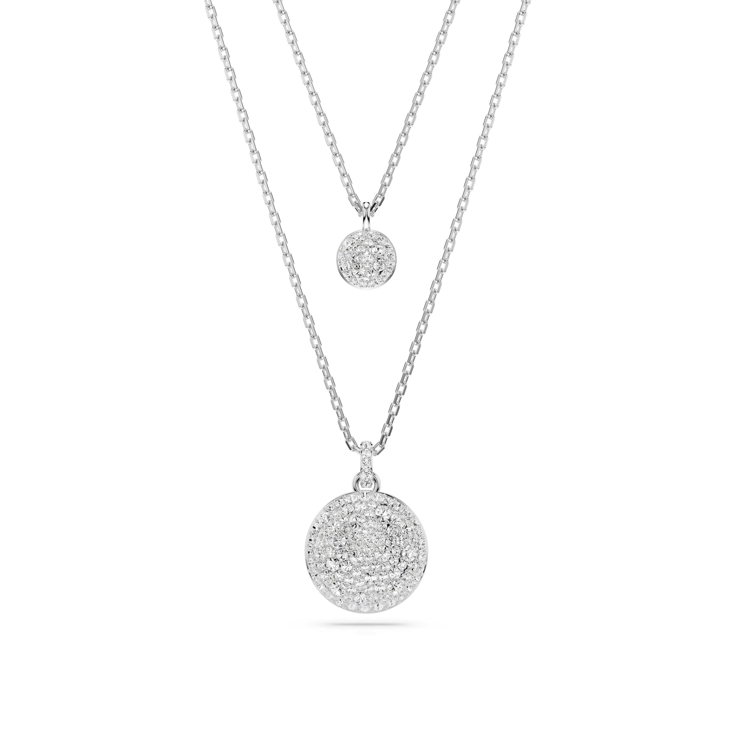 Swarovski Women's White Meteora Rhodium Plated Layered Pendant Necklace 5684244 In