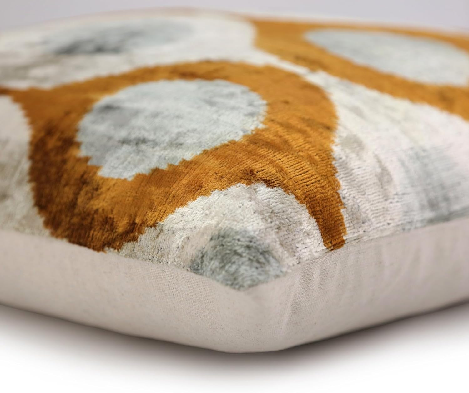 CANVELLO Amber & Gray Circle Velvet Pillow 20x20 – Handcrafted Luxury