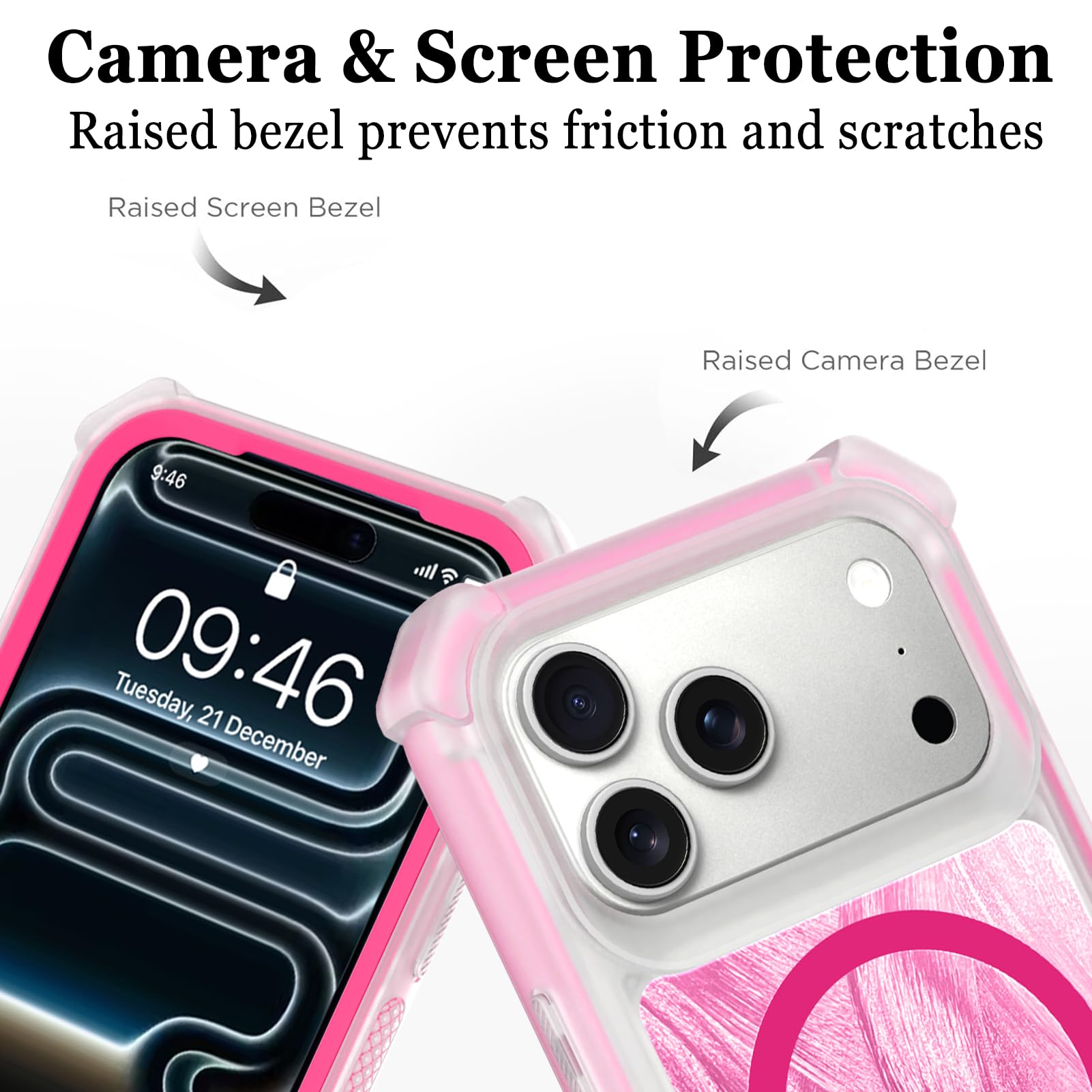 SOKAD Custodia magnetica per iPhone 17 Pro, compatibile con Magsafe, graziosa parte posteriore iridescente glitterata per donne e ragazze, cuscino angolare 2 in 1, resistente, protezione contro le