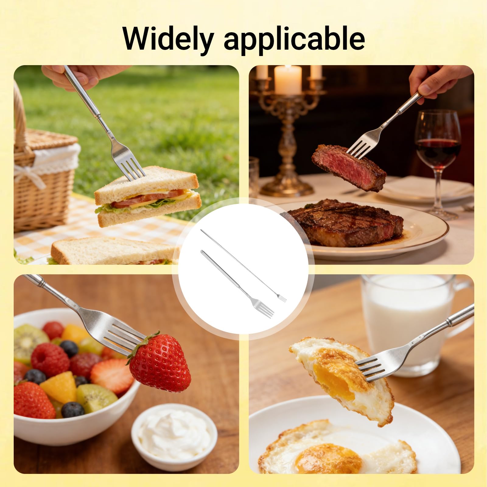 2 PCS Extendable Fork, Telescopic Stainless Steel Long Fork Set, Adjustable 8.7–25.4 Inch Retractable Forks for BBQ Outdoor Dining Travel Picnic Fruit Dessert — view 7