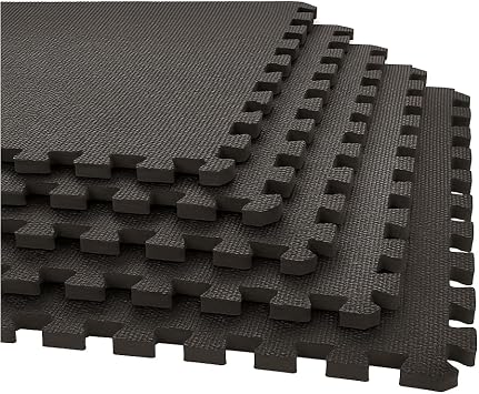Interlocking EVA Foam Floor Mats – 60x60cm Soft Exercise Tiles for Gym, Home, Garage, Yoga, Kids Playroom – Protective, Non-Slip Puzzle Mats for Workouts & Weights (Black Dot, 24 Mats (96sq.ft))