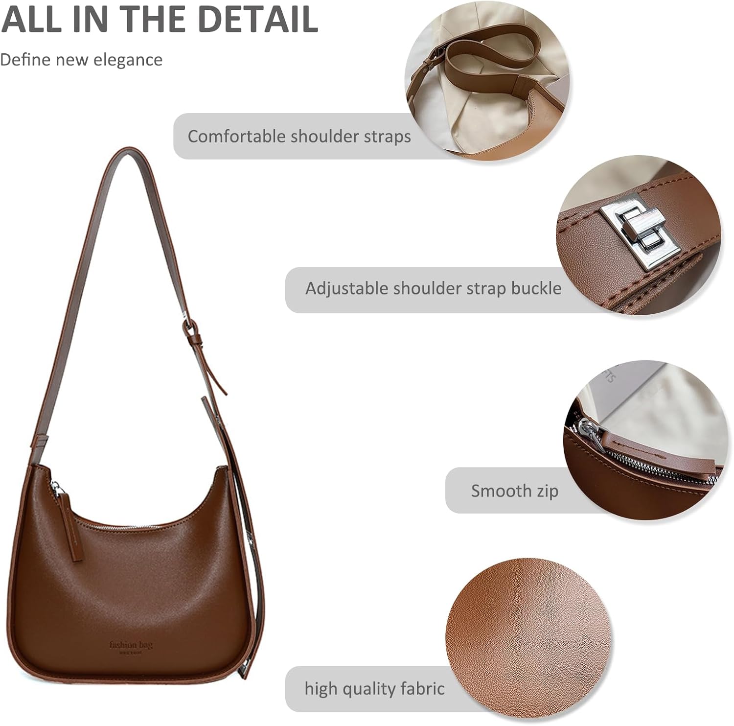 NICOLE & DORIS Vintage Shoulder Bag Women Designer Handbag PU Leather Classic Small Hobo Bag Crescent Bag