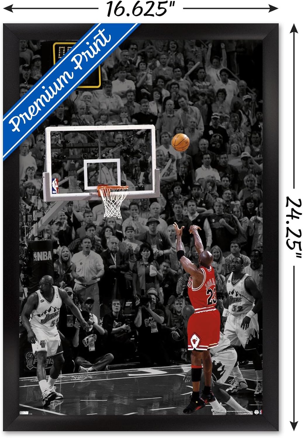 Michael Jordan - The Shot Wall Poster, 22.4L" x 14.7W", Black Framed Version